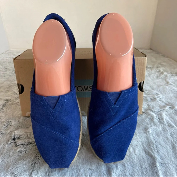 TOMS blue suede Classics w rope sole Women size7 - Picture 13 of 16